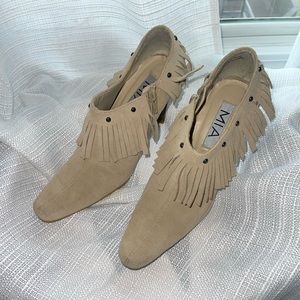 Mia Suede Booties with Fringe  tan size 7